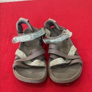 Gray and Green Strappy Sandals